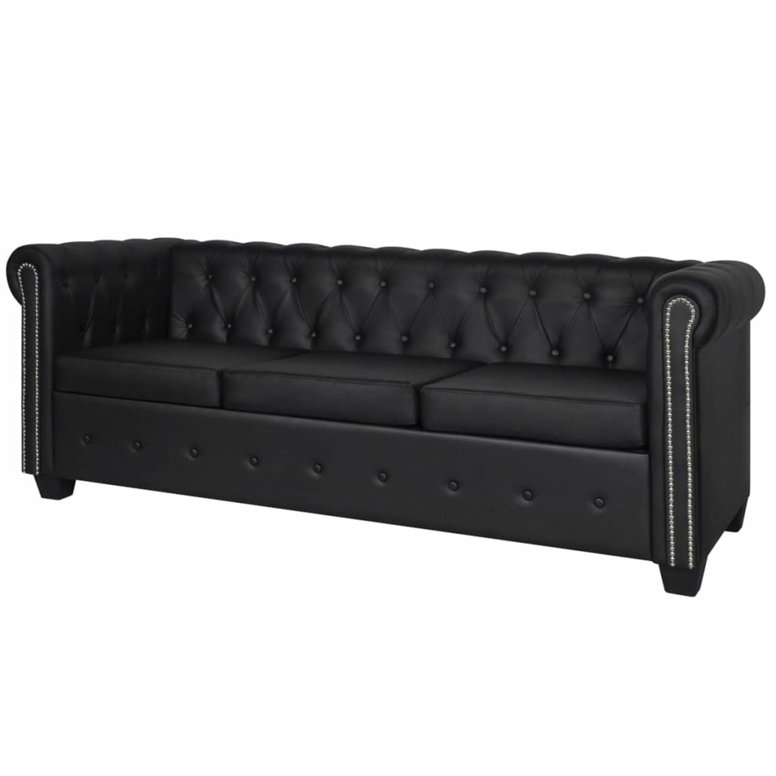 Homgoday Divano Chesterfield a 3 Posti in Pelle Artificiale Nero,Divani 3 Posti Offerte,Divano Chesterfield Moderno,Divano Ecopelle,Divano in Pelle,Divano Vintage,Divano in Offerta,Divano Pelle