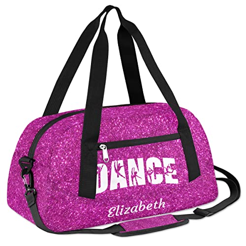 Personalized Kids Gym Bag, Custom Sport Duffel Bag, Dance Bag Weekender Bags Travel Duffel Bag for Boy & Girl Dance Glitter Purple3