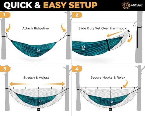 Foxelli XL Hammock Net – 12ft Net for Hammocks, Lightweight Portable Hammock Netting, Fast and Easy Set Up, Fits All Camping Hammocks - Image 4