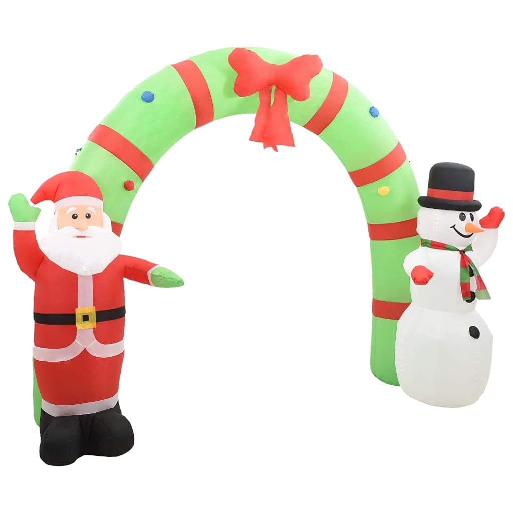 Aufblasbarer Weihnachtsmann und Schneemann Deko Bogen aus Textilgewebe 223cm Höhe mit LED Beleuchtung, selbstaufblasbar, wasserdicht, für Garten, Balkon, Terrasse und Innenbereich