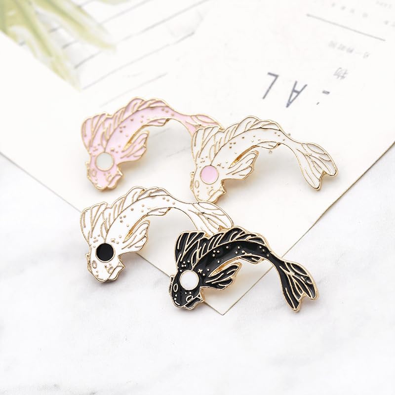 Image of 2Pcs coadipress Lovely Fish Brooch Enamel Lapel Brooches Pin Set Cute Cartoon Koi Fish Pins for DIY Backpacks Clothes Bags Jackets Hat Jewelry Accessories Gift