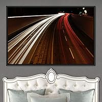 Framed Canvas Wall Art Light Exposure Colorful Industrial Lights Multicolor Neon Photography Places Portrait Realism - 16x24 inches