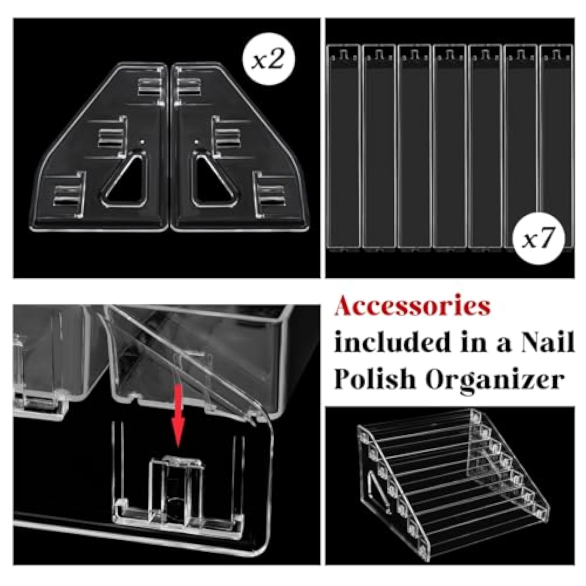 4 Pcs 7 Tiers Acrylic Nail Polish Display Stand, Rack