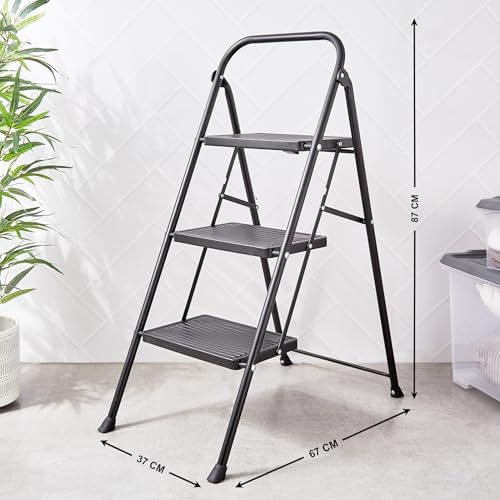 Image of Home Centre SS24-3 Step Steel Ladder - 66 CM X 38.5 CM X 87.5 CM - WK6207-3
