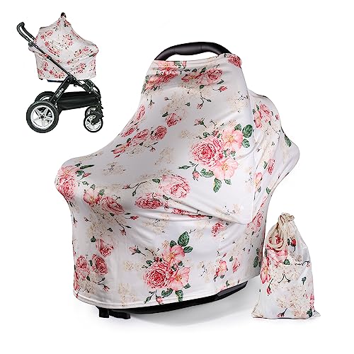 Image of Nursing Cover for Breastfeeding Carseat Canopy - Car Seat Covers for Babies Scarf Feeding Coverage Baby Shower Gifts with Free Matching Pouch by DSYJ