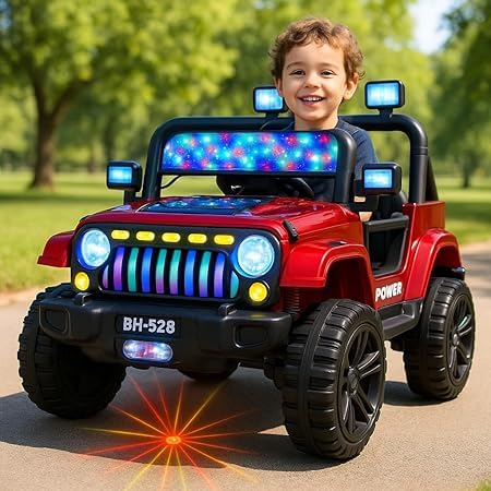 Image of Kawaii Kids Battery Operated Car for Kids, Electric Ride-On SUV with Parent Remote Control, USB, Bluetooth, LED Windshield Lights, Rechargeable Battery, Kids Ride-On Car for Boys & Girls Age 1-5 Years