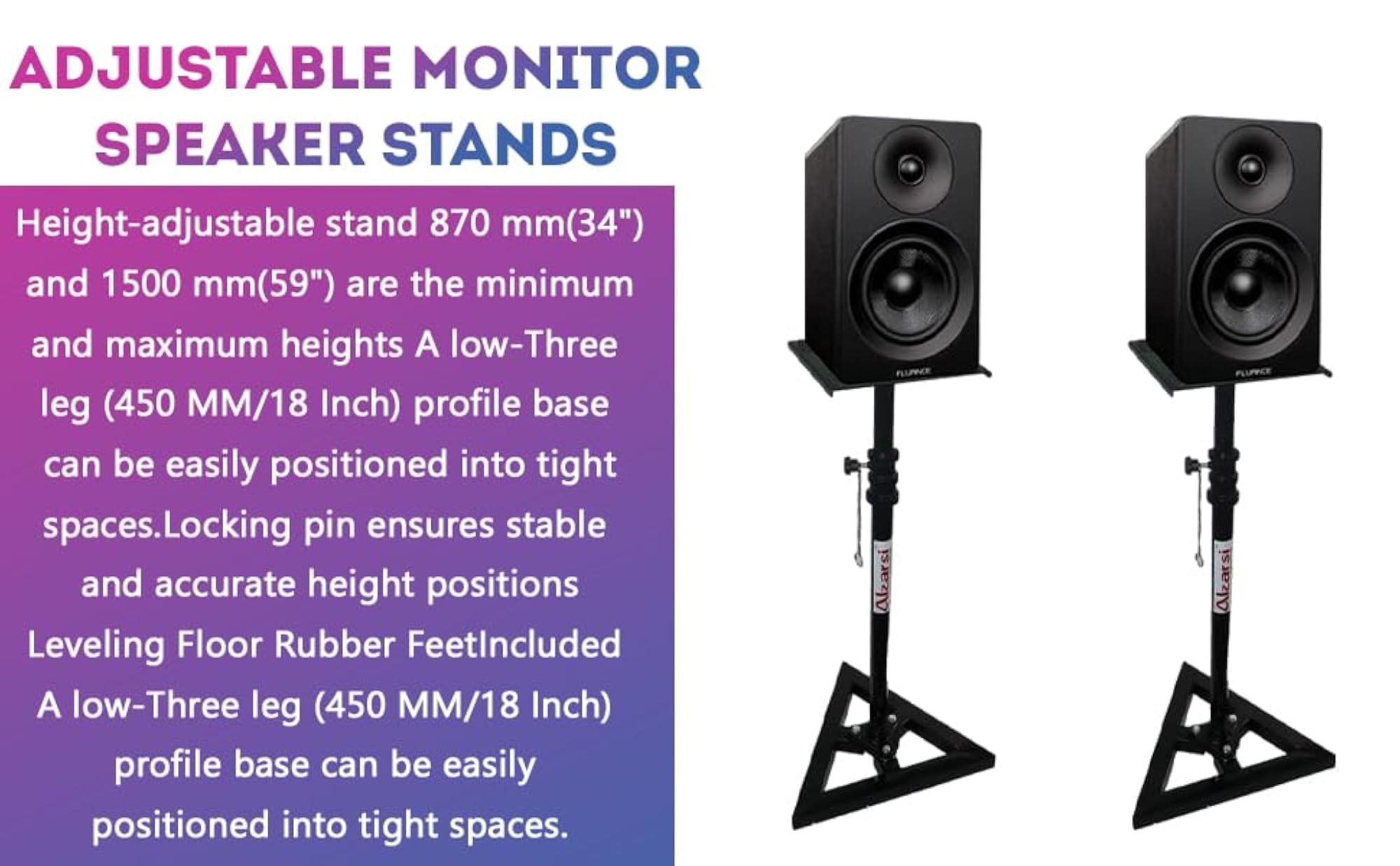 Studio Monitor Speaker Stands Pair, Adjustable Height