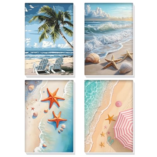 Peinture par numéros pour adultes kit DIY peinture d'arbre et océan sur toile 20x30