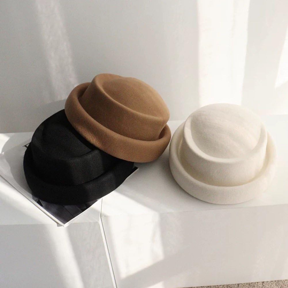Tocado De Fieltro De Lana para Mujer, Bonito Sombrero De Copa, Tocado De Sombrerería, Sombrero De Base para Uso Informal.