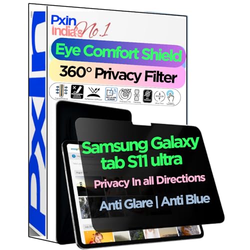 Image of Pxin Tablet Privacy Guard compatible with samsung Galaxy tab S11 ultra | Privacy screen protector | Anti Glare | Anti Spy Screen | Reduces blue light | 360 degree Privacy Screen | Eye Protection