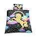 Suncloris, Rianbow Sparkling Dots Unicorn Bedding Set, 3D Digital Printing Rich Glitter Horse Quilt Cover Zippered Duvet Cover with1 Pillow Shams for Kids and Adults (03, Twin)