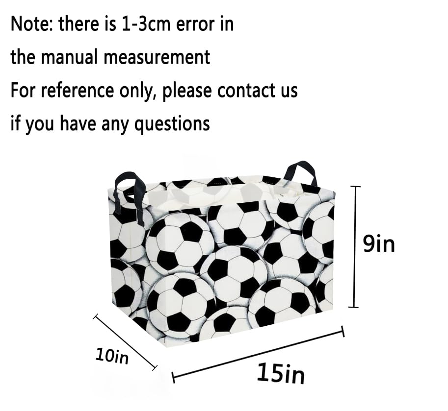 Image of Rectangular Soccer Basket,Kids Baskets.Waterproof PE Coating Cute Bin with Handles.Boys Bins,Toys Box,Books Baskets,Gifts Bin. (Soccer basket)