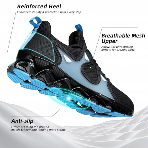 Image of Mens Running Shoes Blade Fashion Sneakers Casual Slip on Tennis Walking Athletic Sport Trainers Zapatillas para Hombre Black Moon
