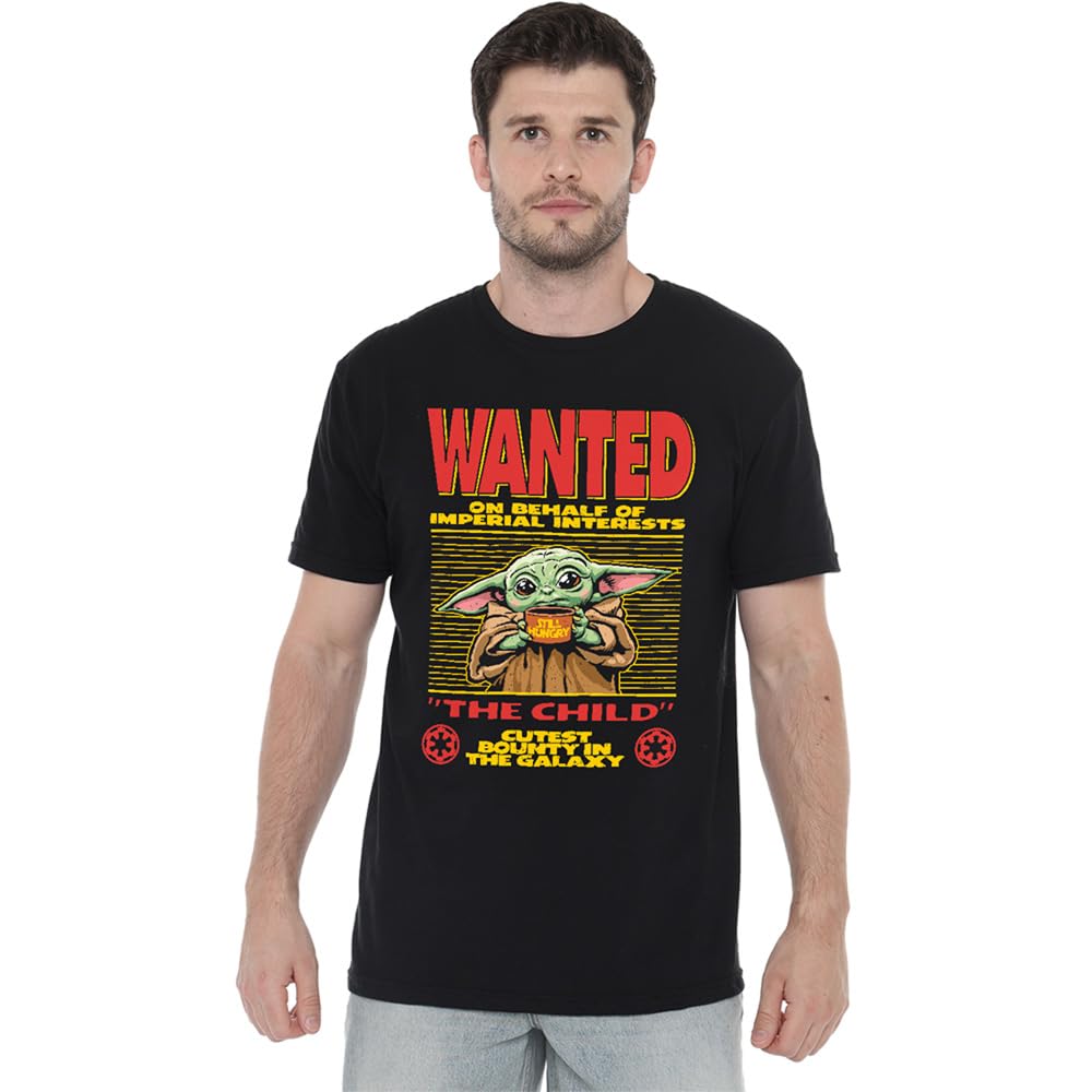 Star Wars Men's Black The Mandalorian Cutest Bounty Wanted Grogu T-Shirt in Size 4XL, Sports Direct
