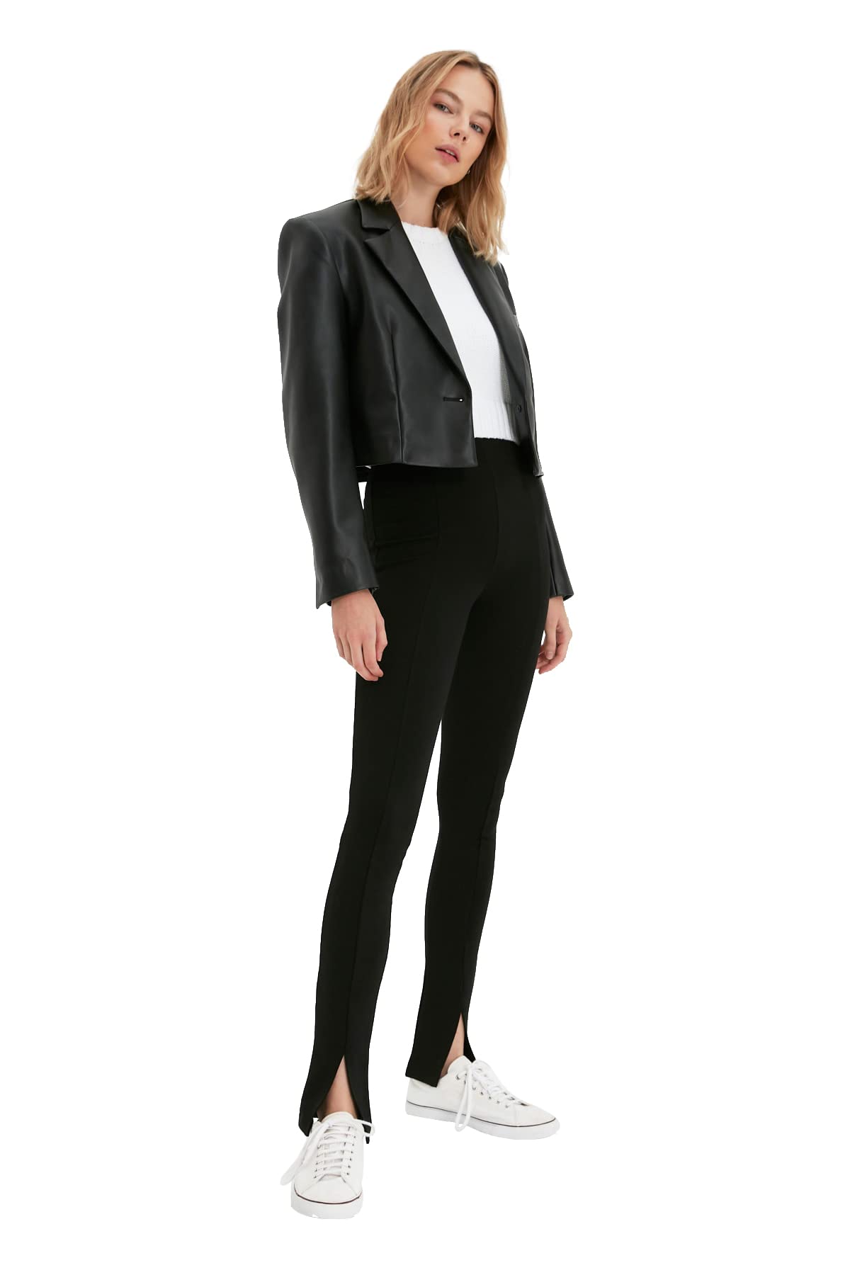 Trendyol Women Regular Waist Straight Leg Slim fit Trousers Schwarz