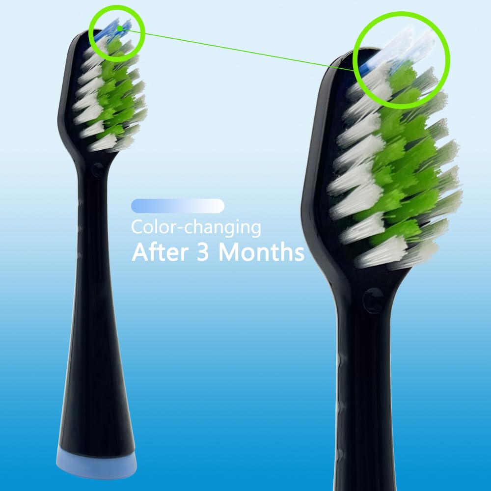 Cabezales de repuesto para cepillo de dientes Waterpik Complete Care 5.0/9.0, paquete de 4 | Negro, con tapas, compatible con Waterpik Complete Care 5.0(WP-862, WP-872, WP-877, WP-882, WP-892) y 9.0 (CC-01CD012-2)