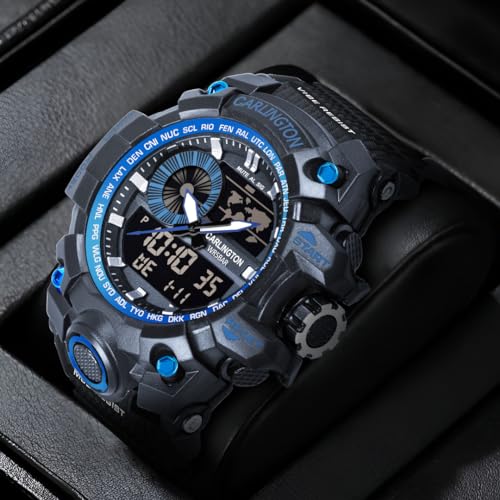 Image of Carlington Analog-Digital Sports Watch: Chronograph, Dual Time, Alarm, Stopwatch, Water-Resistant, Shock-Resistant, Back Light Display- The Perfect Watch for Men and Boys - CT3388