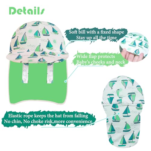 Image of Toddler Boys Sun Hat Kids Flap Hat Beach Sun Protection Hat UPF 50+ for Boys Girls
