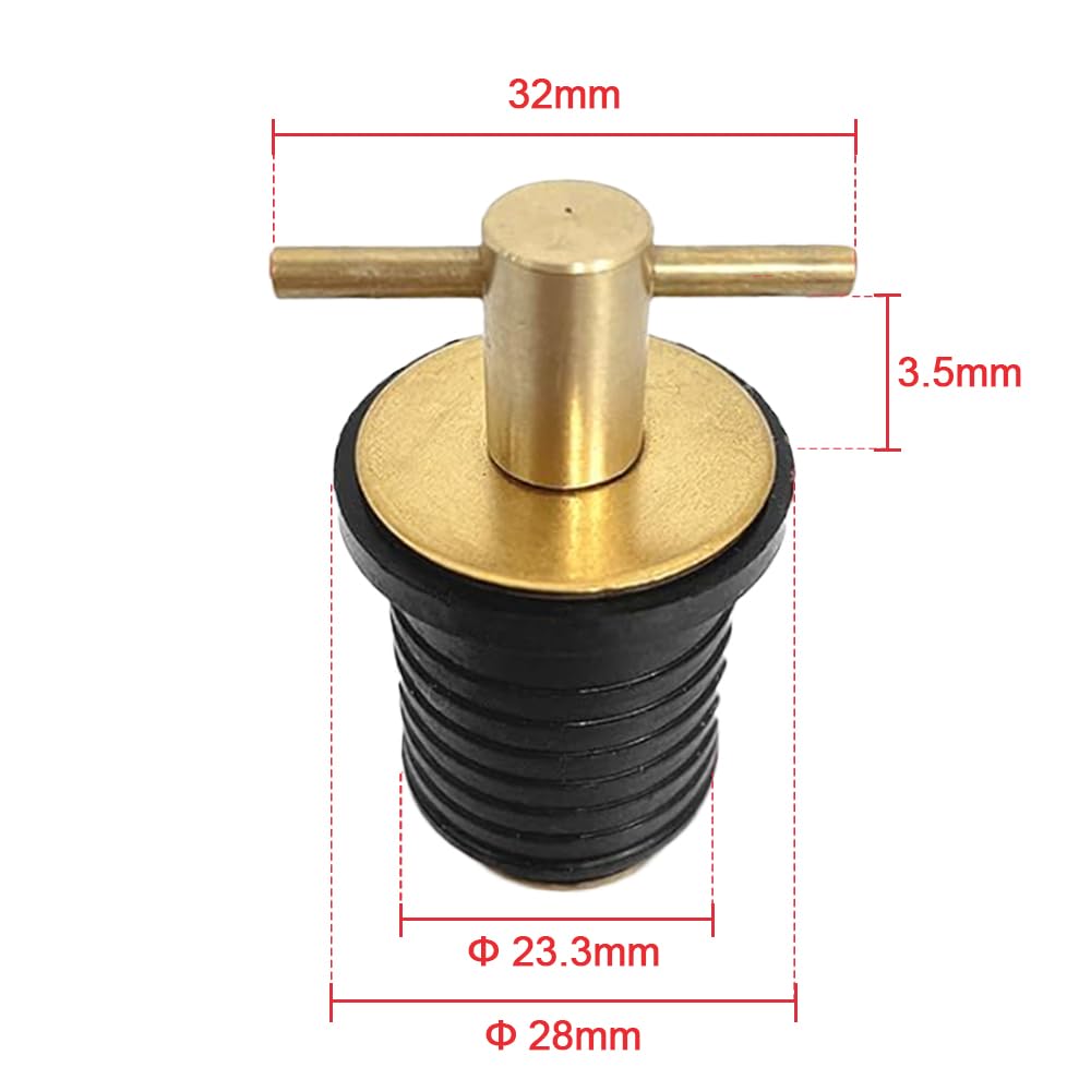 Tappo di Scarico per Barche – 2,5 cm in Ottone Marino Tipo a Vite di Compressione refrigeratori scafi espandibili sostituisce Gomma, Serrature in Posizione per Yacht