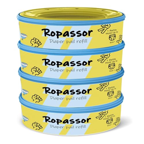 Image of Diaper Pail Refill Bags for Munchkin Step Diaper PailGenie & Complete/Expressions (1120count) 4 Packs, 7-Layer Odor-Absorbing, Comes with One Disposable Diaper Poop Bags