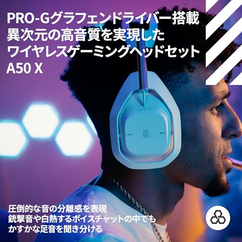 Logicool G ゲーミングヘッドセット ASTRO A50 X LIGHTSPEED A50X-WH ワイヤレス ヘッドセット + ベースステーション ミックスアンプ 内蔵 マイク付き 充電 24時間連続使用可能 軽量 363g Bluetooth ブラック PS5 PS4 Xbox PC ゲーミング ヘッドホン ヘッドフォン 国内正規品 【 ファイナルファンタジー XIV 推奨モデル 】