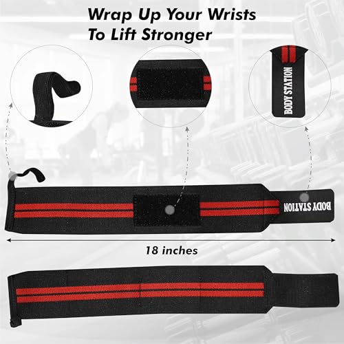 Image of Pro Weightlifting Wrist Wraps with Thumb Loop | Adjustable Gym Wrist Support for Men & Women - Powerlifting, Crossfit, Strength Training & Pain Relief