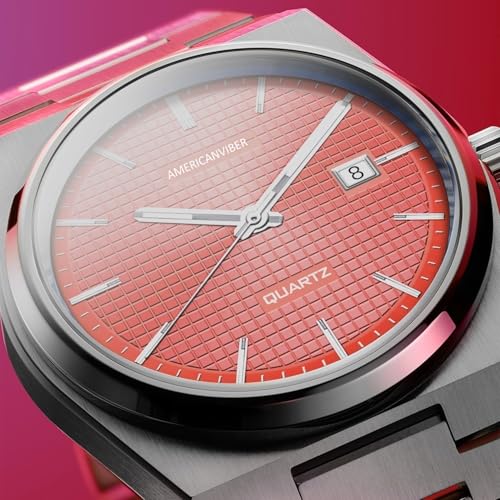 Image of AMERICANVIBER, Stainless Steel Date Display Mens Wrist Analogue Watch, Dial-Color:Multicolour, Band Color:Silver