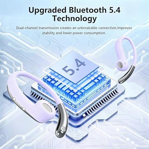 Image of Open Ear Bone Conduction Headphones,Over Ear Earbuds with Ergonomic Earhook,Bluetooth Headphones 5.4 with Smart Digital Display,50H Playtime,IPX7 Waterproof,Touch Control Operate Fit Cycling Running