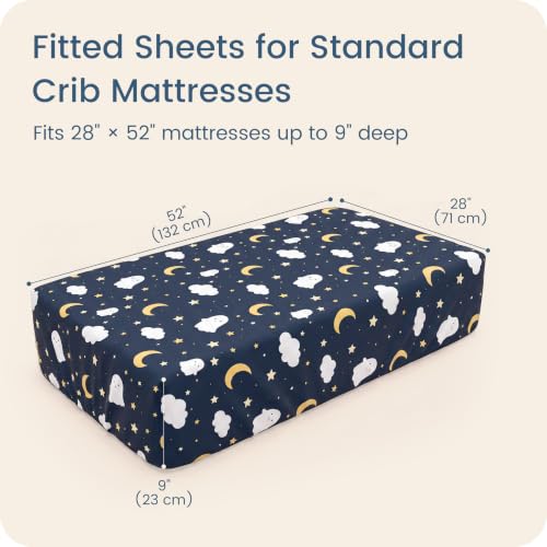 Image of Crib Sheets 28x52x9 Inch, Fitted Baby Mattress Sheets 2 Pack