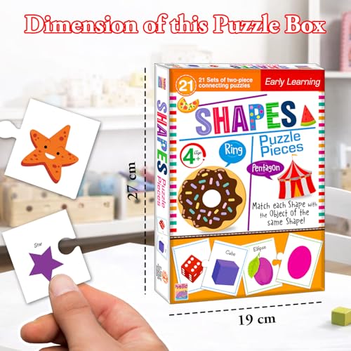 Image of Jigsaw Puzzle Connecting 2-Piece (Set of 21 pcs) for Kids, Childrens and Toddlers - Early Learning Educational Brain Booster with Fun and Engaging - Ages 4+ (Shapes)