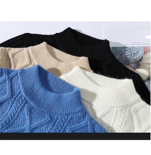 Men's Warm Knitted Sweaters Solid Fall Winter Knitting Crew Neck Pullovers Soft Kniited Sweater2