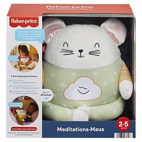 Fisher-Price HHH44 - Meditations-Maus – Entspannungs- und Schlafhilfe mit geführter Tages- und Abendmeditation und Musik für Kinder ab 2 Jahren