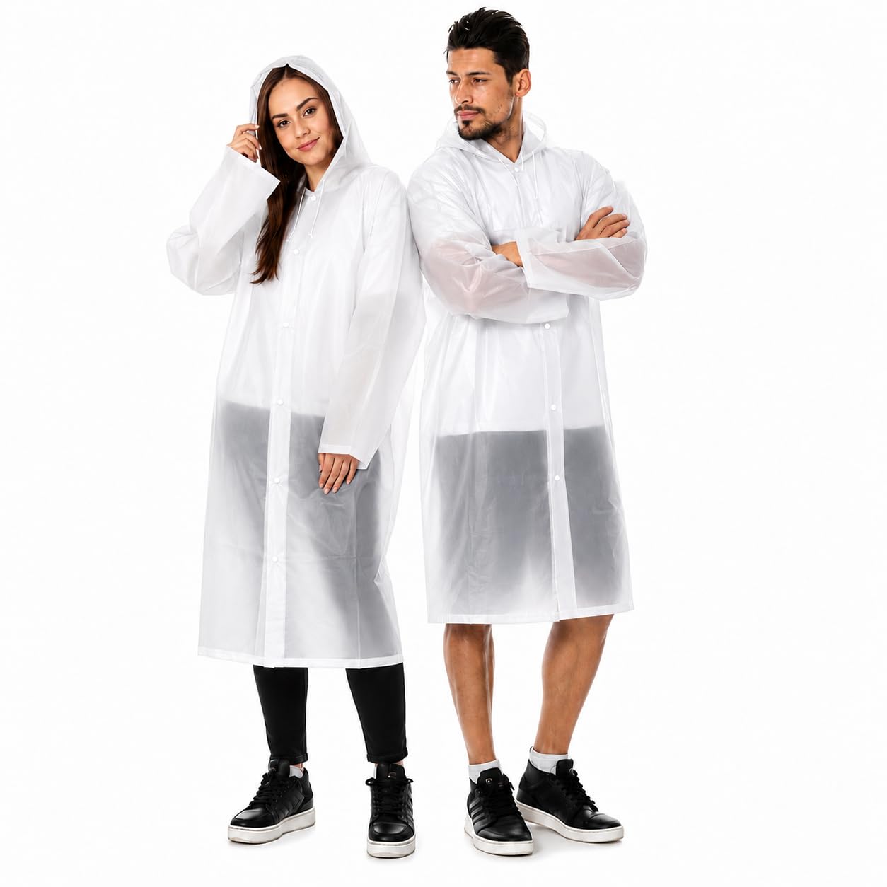 Raincoat for Men & Women, Lightweight Waterproof Coat with Hood, Adjustable Drawstring, Button Closure Reusable & Durable Outdoor Rainwear-image-44