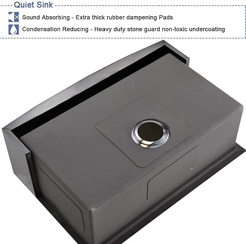 Miniatura 6 de Fregadero de cocina negro de 30 pulgadas para casa de campo, 30 x 21 pulgadas, con delantal frontal de acero inoxidable, estación de trabajo,