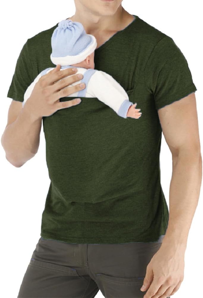 Men's Baby Carrier Soothe V Neck Short Sleeve Kangaroo T Shirt - Image 6