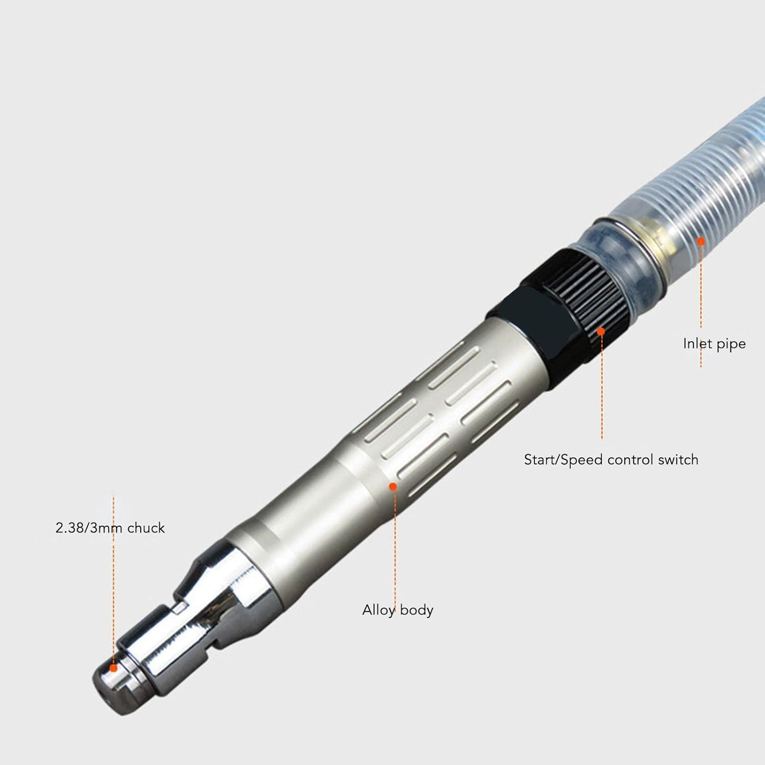 Mini Smerigliatrice Pneumatica, 70000rpm Micro Smerigliatrice Ad Aria Stile Matita, 3mm 1/8" Air-Powered Smerigliatrices Stile Penna Rettificatrice Pneumatica Dritta Per Lucidatura, Incisione