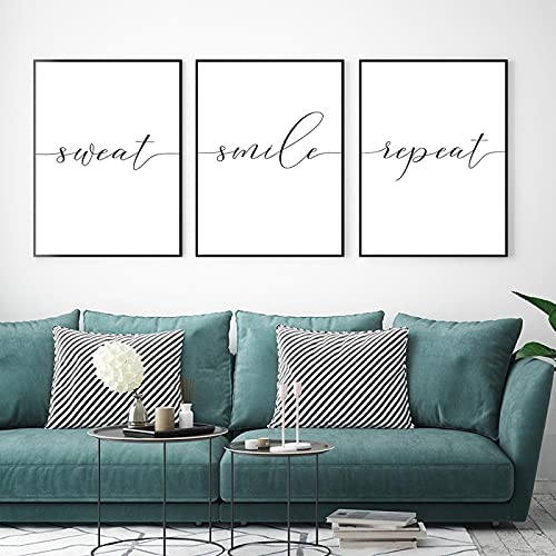 Toile Peinture Sweat Smile Noir Blanc Affiches Impressions Art Mural Fitness Chambre