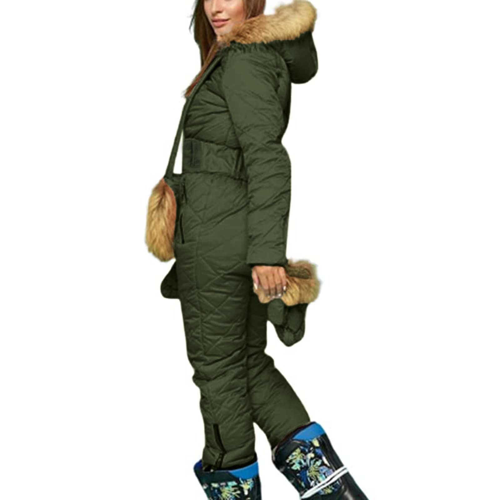 Ski-Overall für Damen, mit Reißverschluss, Ski-Anzüge, für den Winter, Outdoor, einteiliger Skianzug, wasserdichte Jacke, Schneeanzug und nicht abnehmbare Outdoor-Sporthose, modischer klassischer