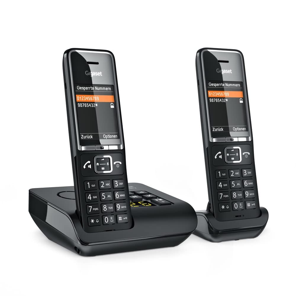 Gigaset COMFORT 550A・Analoges/DECT-Telefon・Kabelgebundenes Mobilteil・Freisprecheinrichtung・200 Eintragungen・Anrufer-Identifikation・Schwarz (L36852-H3021-B104)