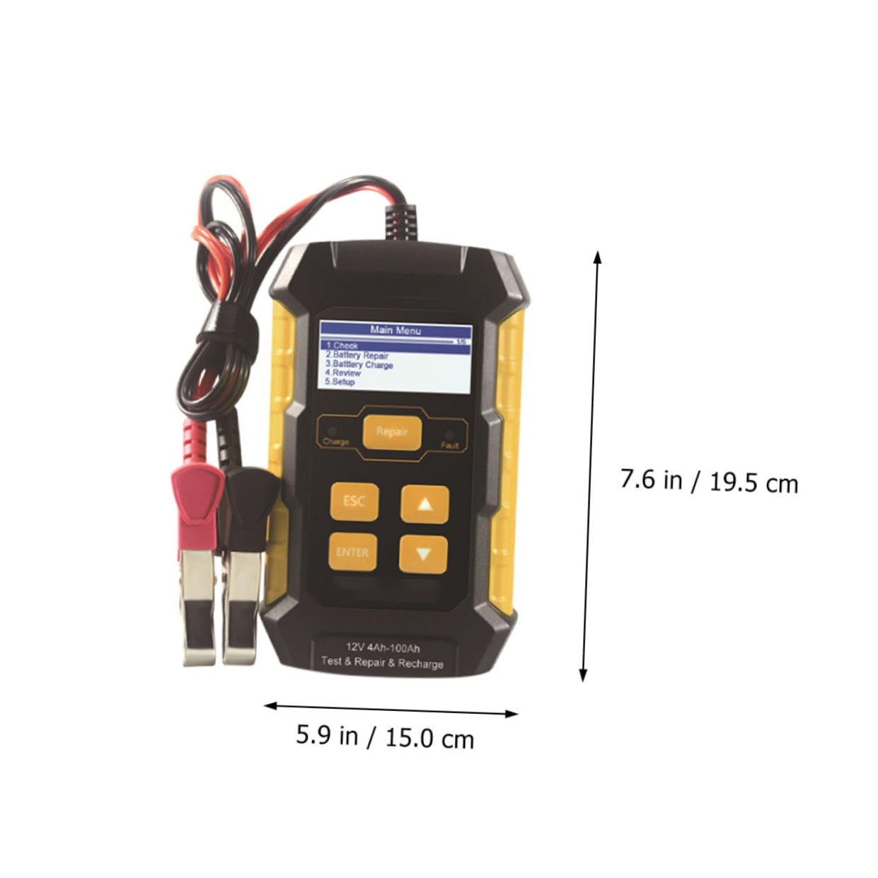 Cabilock Tester Batteria Auto 3 in 1 per Batterie 12v Schermo 2.4 Pollici, Funzione Riparazione e Caricatore in Abs e Rame per Veicoli