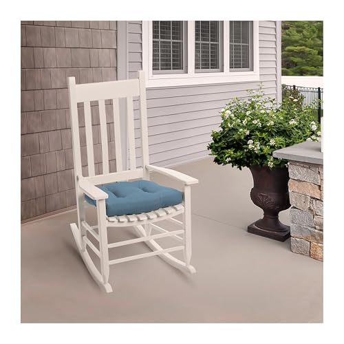 Image of Arden Indoor /Outdoor Rocking Chair Or Wicker Chair Cushion, 2-Pack, 20 x 18, Water Repellent, Rain Proof, Fade Resistant Cushion for Rocking Or Rounded Back Chair French Blue Texture