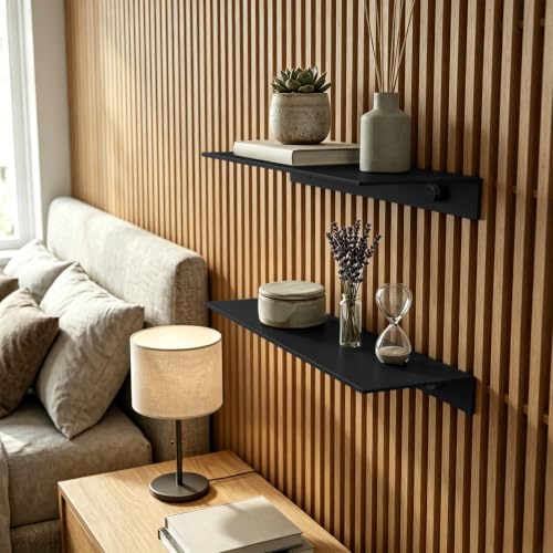 Image of Art3d Floating Shelves for Wood Slat Panels, 11.8 x 4.7 in, 2-Pack, Black