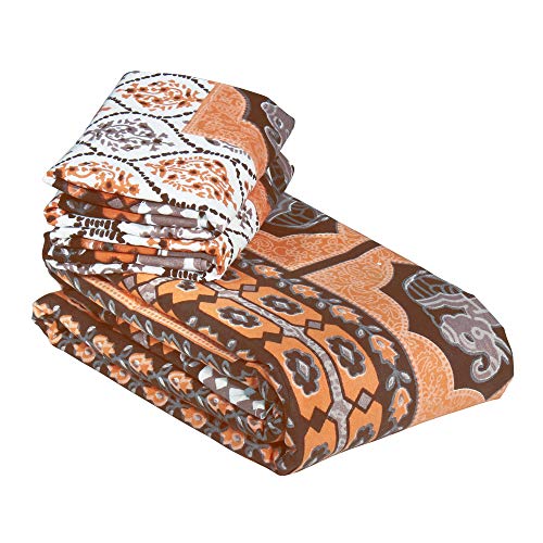 Image of Story@Home Pandora Collection 152 TC 100% Cotton Bedsheet for Double Bed with 2 Pillow Covers (90 X 108 Inch, Orange & Brown)