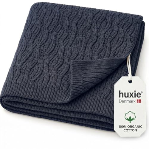 Image of 100% Organic Cotton Knit Receiving Baby Blanket for Newborns - Soft, Breathable Blanket for Crib & Stroller - Nursery Gift (North Sea Blue)