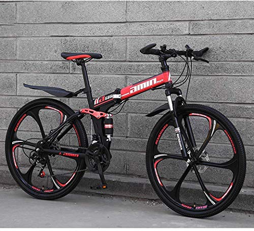 Check Out This TANGIST Mountain Bike Folding Bikes, 26In 21Speed Double Disc Brake Full Suspension A...