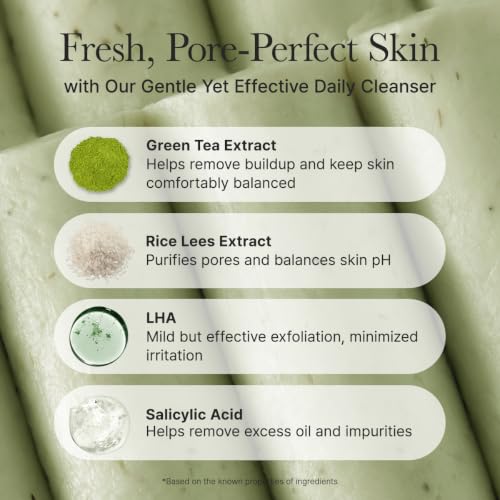 Image of ARENCIA Salicylic Acid, Green Tea + LHA Deep Pore Rice Cake Cleanser - Deep Pore Cleansing for All Skin Types, Korean Face Wash, 150ml / 5.07 fl oz