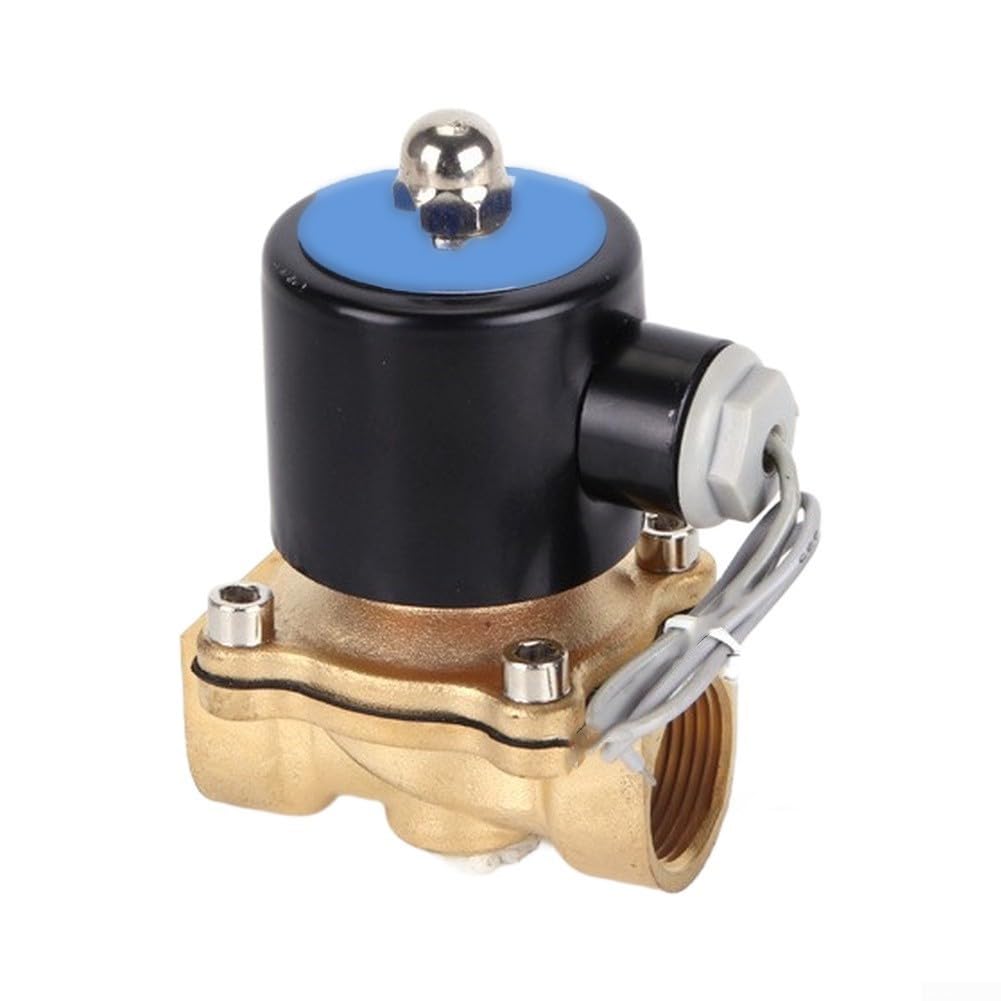 Valvola solenoide in ottone AC220V normalmente chiusa per acqua, aria, olio, valvola elettrica in rame a 2 vie con ampia gamma di temperature per irrigazione e industria (49 mm)