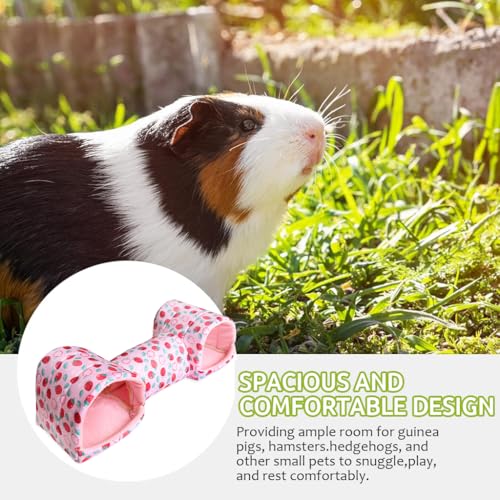 Image of Qpets Soft Cotton Hamster House Tunnel Hide, Strawberry Print, Small Pets