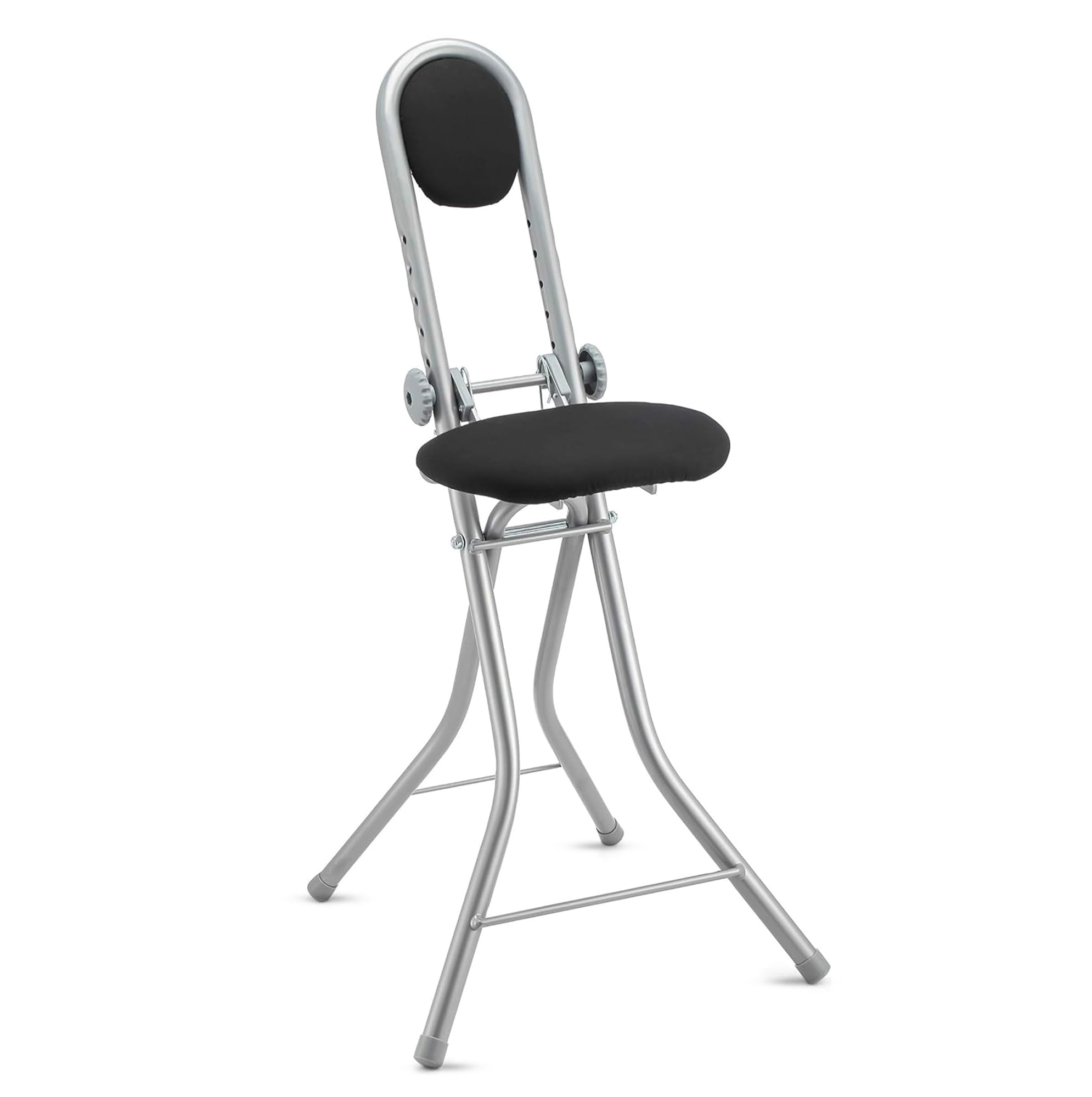 Fishtec Chaise Assis Debout Réglable en Hauteur - Siège Rembourré Idéal Repassage - Pliable Compacte - Charge 100 kg - Atelier Bureau Cuisine