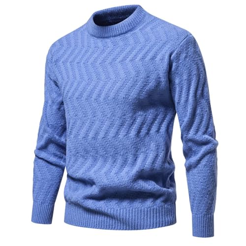 Men's Half High Neck Sweater Knitted Twisted Pullover Sweaters for Long Sleeve Sweater Blue EU Size M